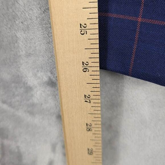 STATEMENT Pants Mens 38 SHORT Tomme Blue Plaid Sapphire Wool Italy Preppy Career - Picture 5 of 10